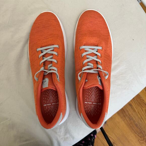 Peter Millar Glide V3 Sneaker Men’s Size 13.5 Sahar Orange MS23EF06 Knit Upper‎ - Picture 9 of 14